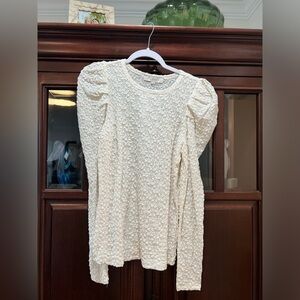 Loft lace blouse; cream; semi sheer; small